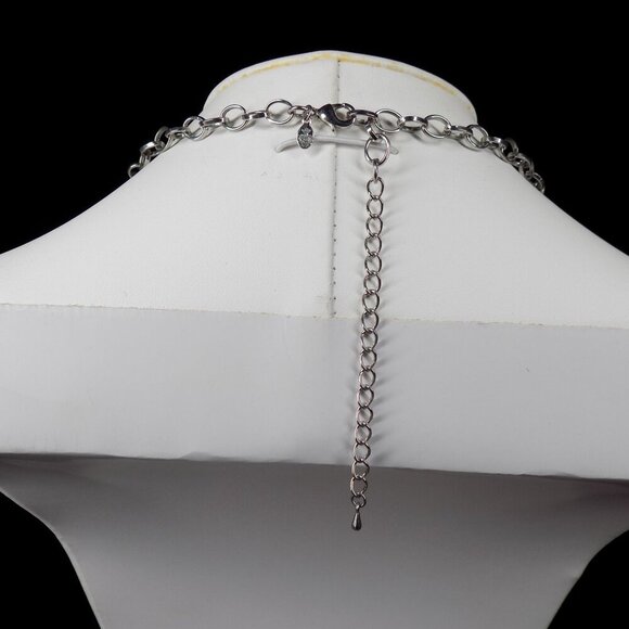 Premier Designs Long Necklace Black Orange Carnelian Agate Gemstone Silver-tone - Picture 12 of 13